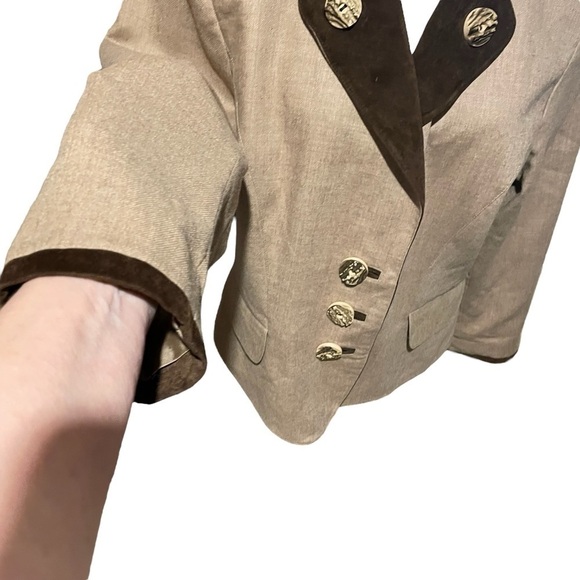 Your Sixth Sense Wool and Velvet trim Short Riding Jacket artifical wood buttons - Picture 8 of 14